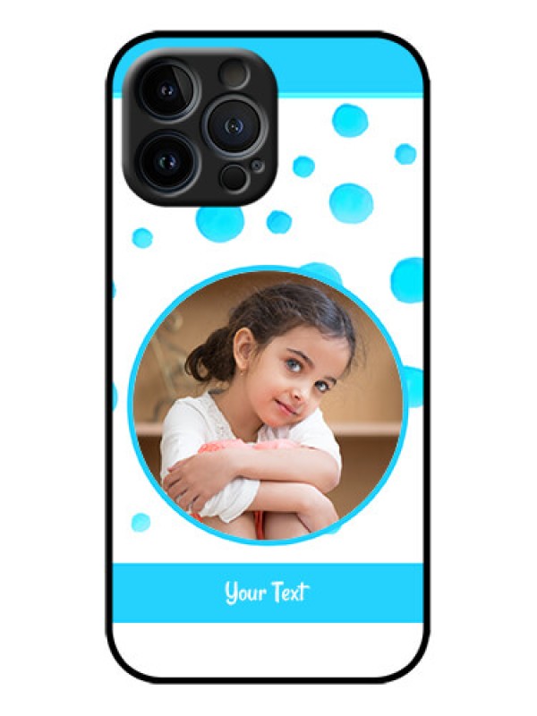 Custom iPhone 13 Pro Max Custom Metal Phone Case - Blue Bubbles Pattern Design