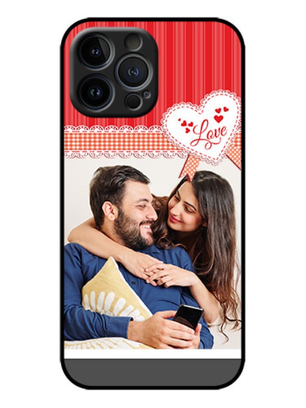 Custom iPhone 13 Pro Max Custom Metal Phone Case - Red Love Pattern Design