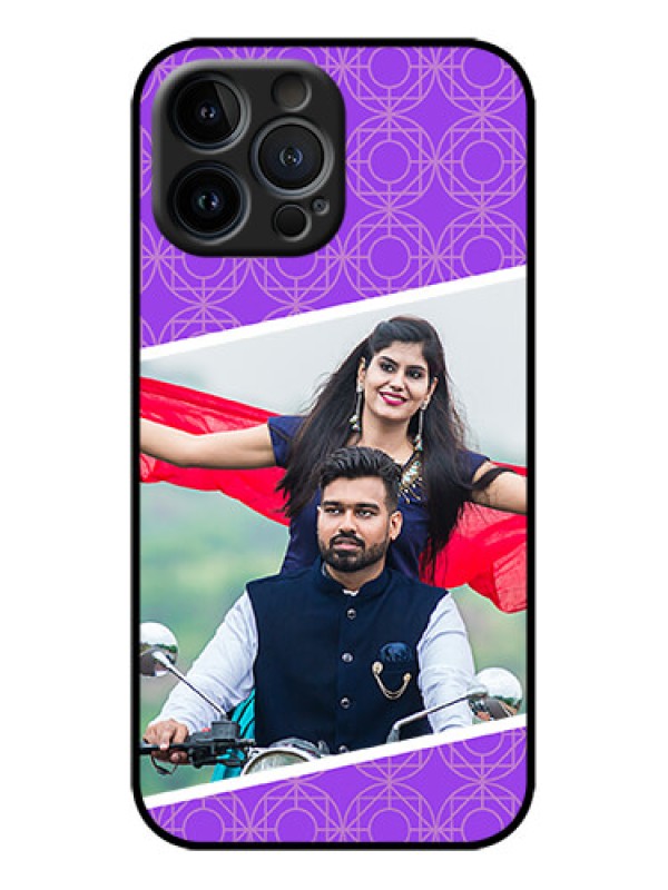 Custom iPhone 13 Pro Max Custom Metal Phone Case - Violet Color Pattern Design