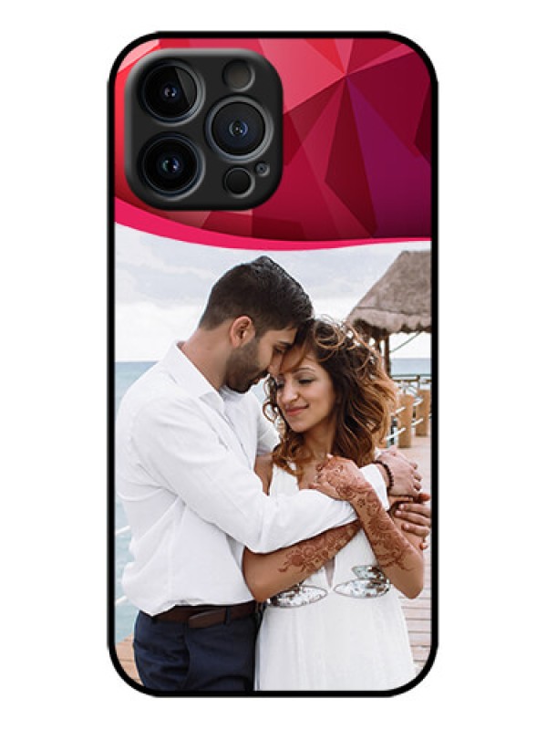 Custom iPhone 13 Pro Max Custom Metal Phone Case - Red Abstract Design