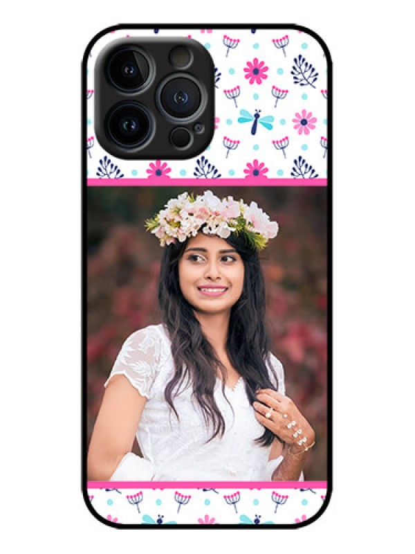 Custom iPhone 13 Pro Max Custom Metal Phone Case - Colorful Flower Design