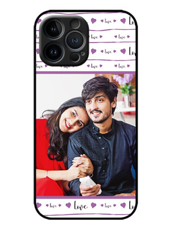 Custom iPhone 13 Pro Max Custom Metal Phone Case - Couples Heart Design
