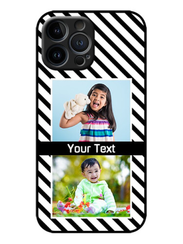Custom iPhone 13 Pro Max Custom Metal Phone Case - Black And White Stripes Design