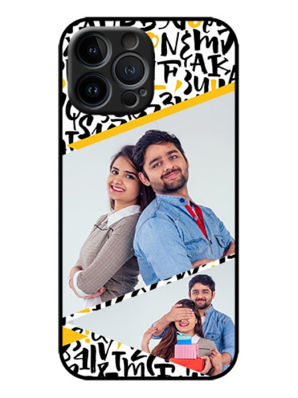 Custom iPhone 13 Pro Max Custom Metal Phone Case - Letters Pattern Design