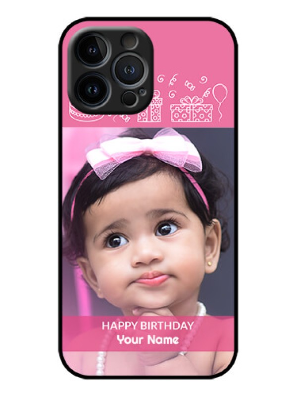 Custom iPhone 13 Pro Max Custom Metal Phone Case - With Birthday Line Art Design