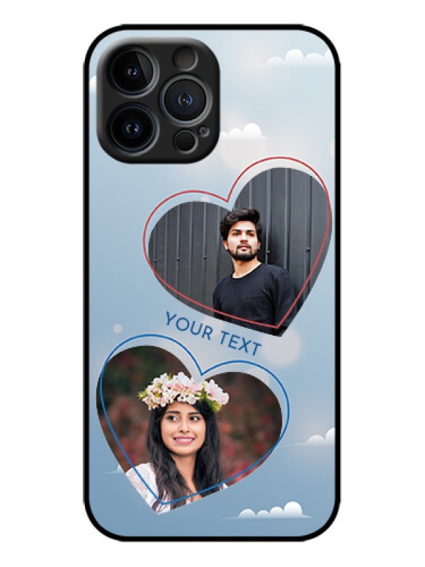 Custom iPhone 13 Pro Max Custom Metal Phone Case - Blue Color Couple Design