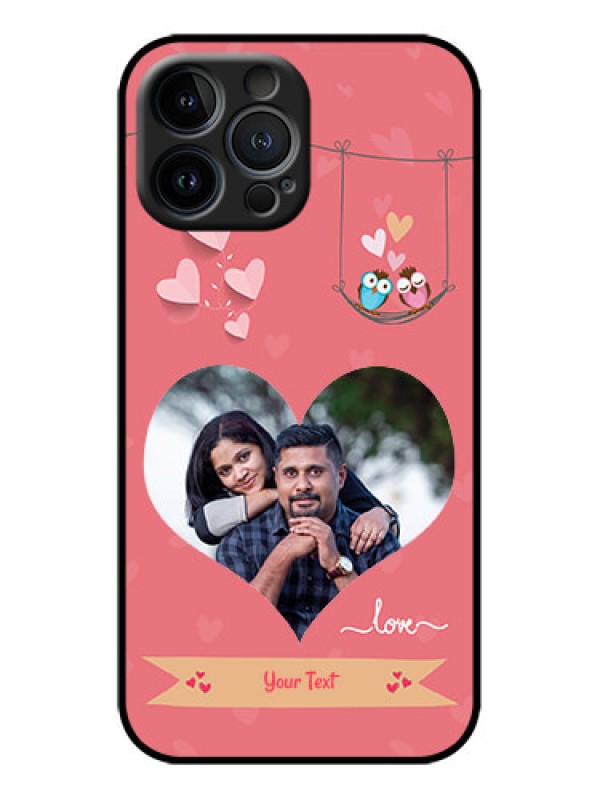 Custom iPhone 13 Pro Max Custom Metal Phone Case - Peach Color Love Design