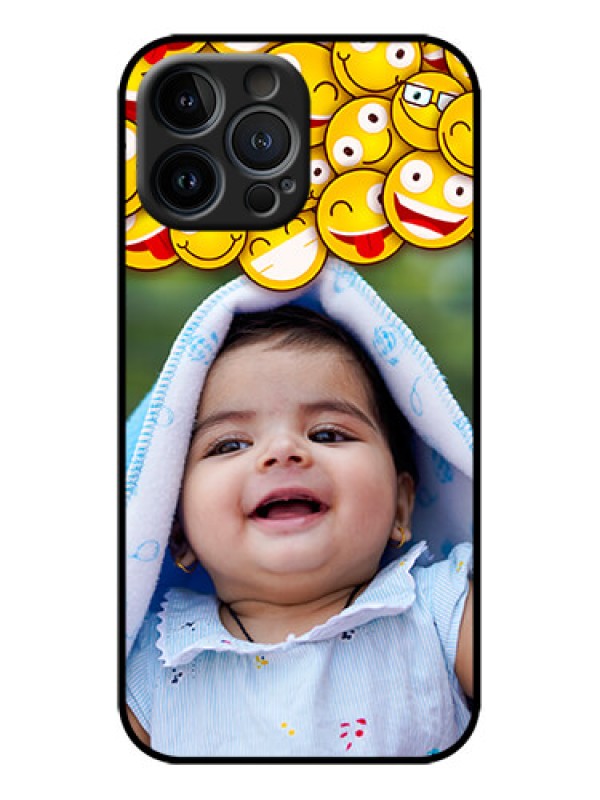 Custom iPhone 13 Pro Max Custom Metal Phone Case - With Smiley Emoji Design