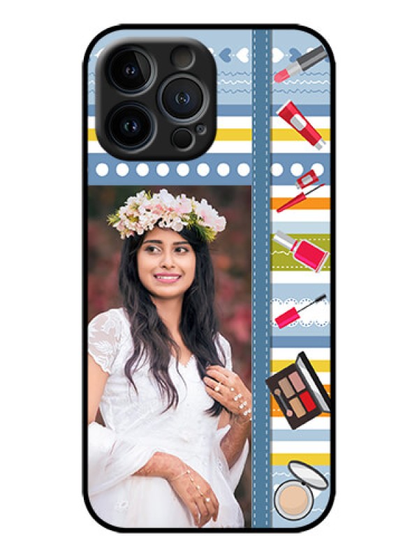 Custom iPhone 13 Pro Max Custom Metal Phone Case - Makeup Icons Design