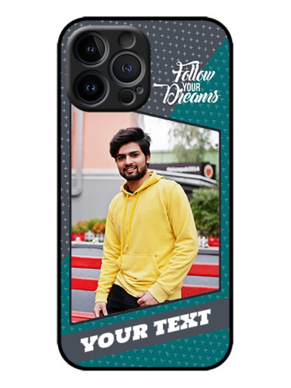 Custom iPhone 13 Pro Max Custom Metal Phone Case - Background Pattern Design With Quote