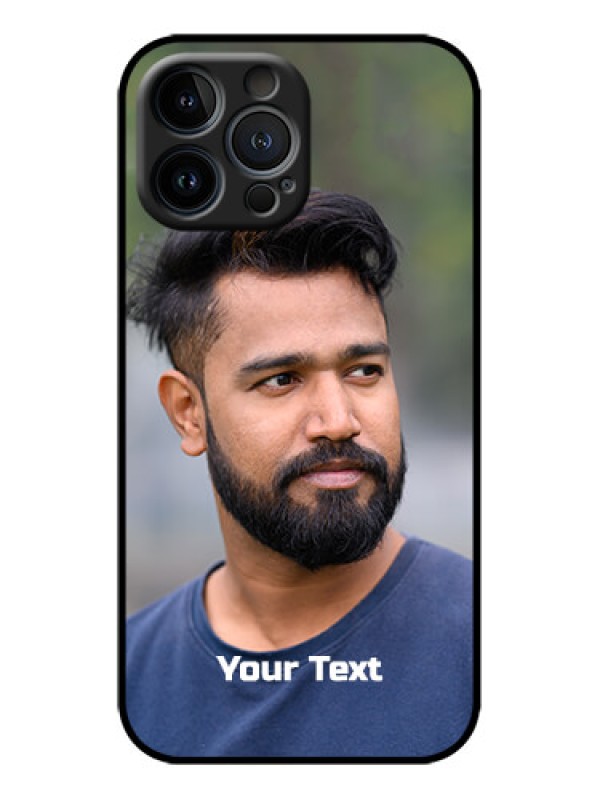 Custom iPhone 13 Pro Max Custom Metal Phone Case - Photo With Text Design