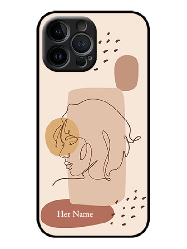 Custom iPhone 13 Pro Max Custom Metal Phone Case - Calm Woman Line Art Design