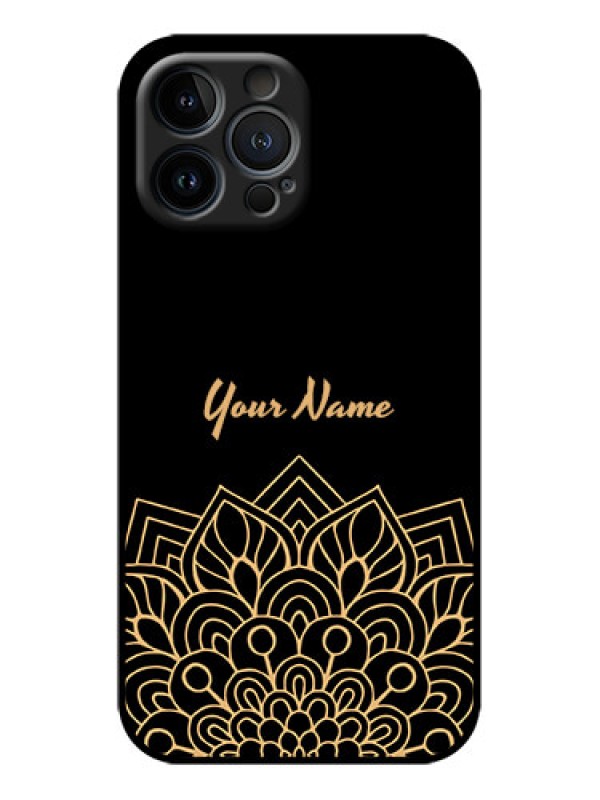 Custom iPhone 13 Pro Max Custom Metal Phone Case - Golden Mandala Design
