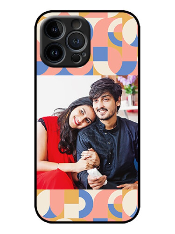 Custom iPhone 13 Pro Max Custom Metal Phone Case - Semi - Circle Maze Pattern Design