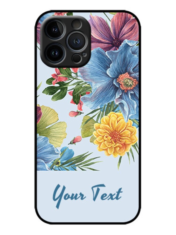 Custom iPhone 13 Pro Max Custom Metal Phone Case - Stunning Watercolored Flowers Painting Design
