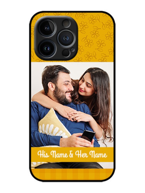 Custom iPhone 13 Pro Custom Metal Phone Case - Yellow Floral Design