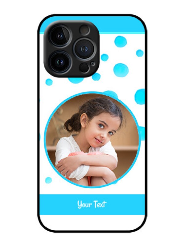 Custom iPhone 13 Pro Custom Metal Phone Case - Blue Bubbles Pattern Design