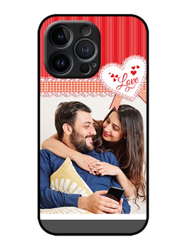 Custom iPhone 13 Pro Custom Metal Phone Case - Red Love Pattern Design