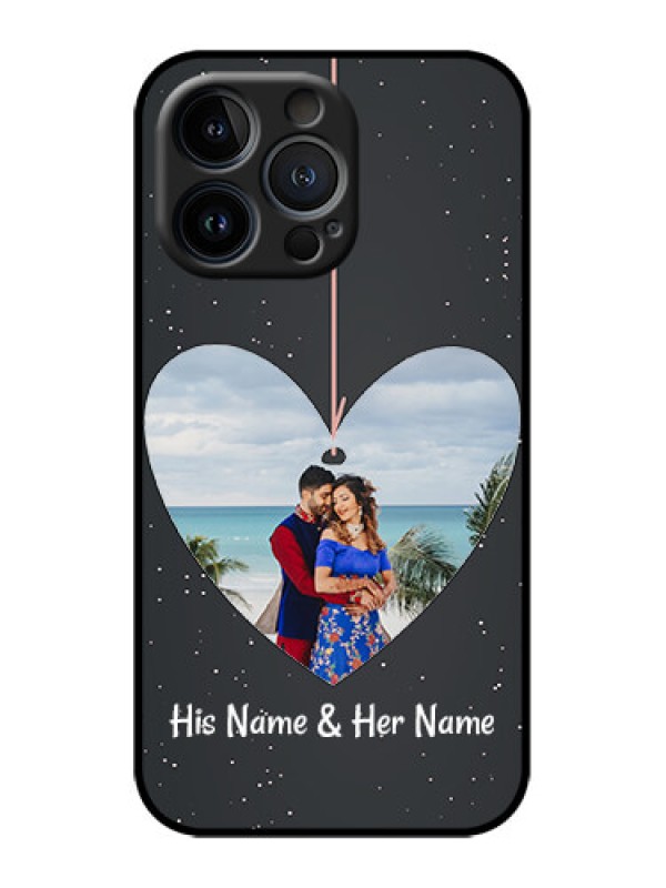 Custom iPhone 13 Pro Custom Metal Phone Case - Hanging Heart Design