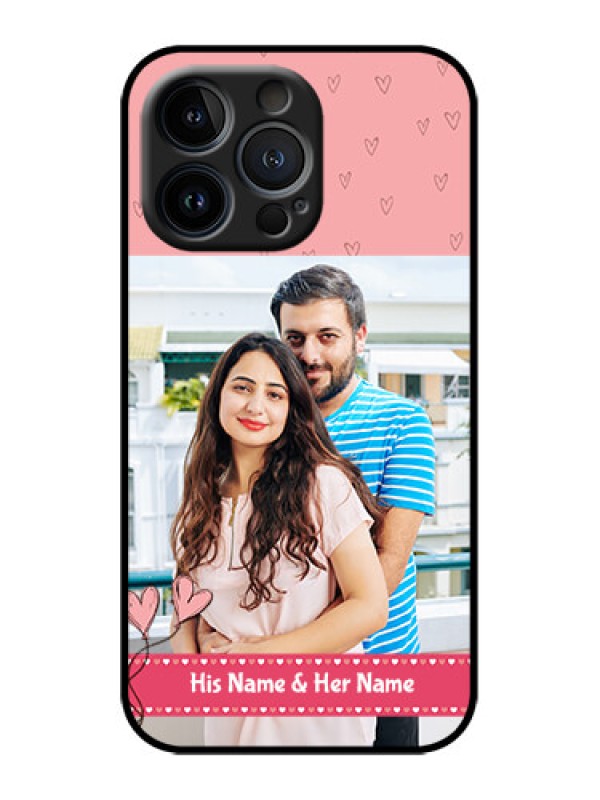 Custom iPhone 13 Pro Custom Metal Phone Case - Love Design Peach Color