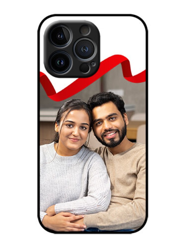 Custom iPhone 13 Pro Custom Metal Phone Case - Red Ribbon Frame Design