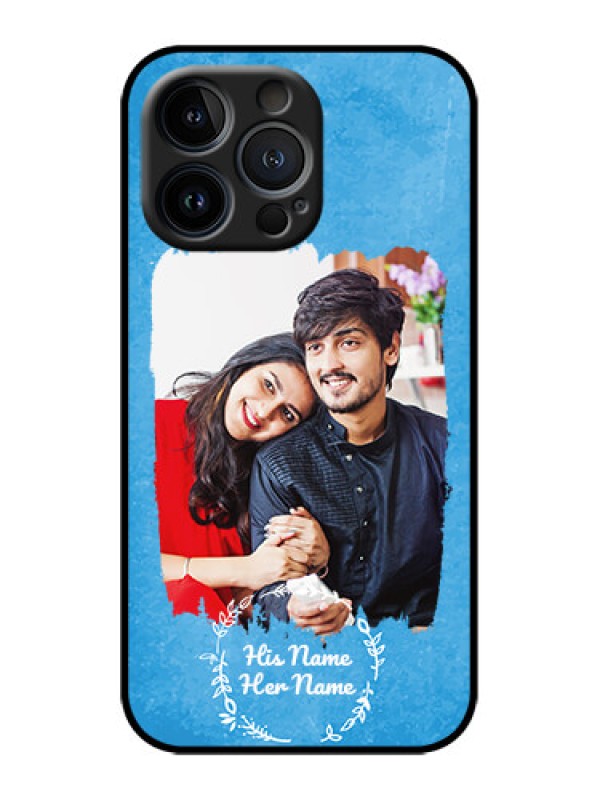 Custom iPhone 13 Pro Custom Metal Phone Case - Blue Color Vintage Design