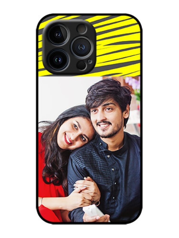 Custom iPhone 13 Pro Custom Metal Phone Case - Yellow Abstract Design
