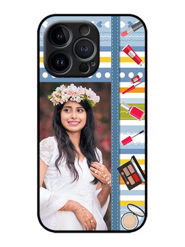 Custom iPhone 13 Pro Custom Metal Phone Case - Makeup Icons Design