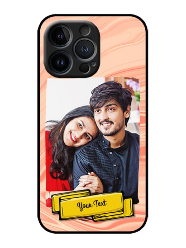 Custom iPhone 13 Pro Custom Metal Phone Case - Marble Texture Design