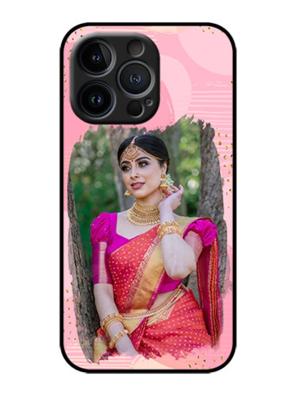 Custom iPhone 13 Pro Custom Metal Phone Case - Gold Glitter Splash Design