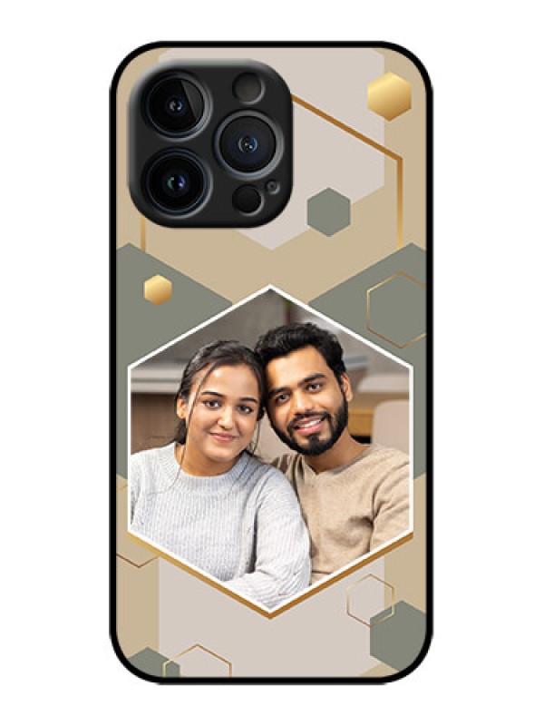Custom iPhone 13 Pro Custom Metal Phone Case - Stylish Hexagon Pattern Design