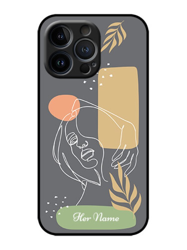 Custom iPhone 13 Pro Custom Metal Phone Case - Gazing Woman Line Art Design