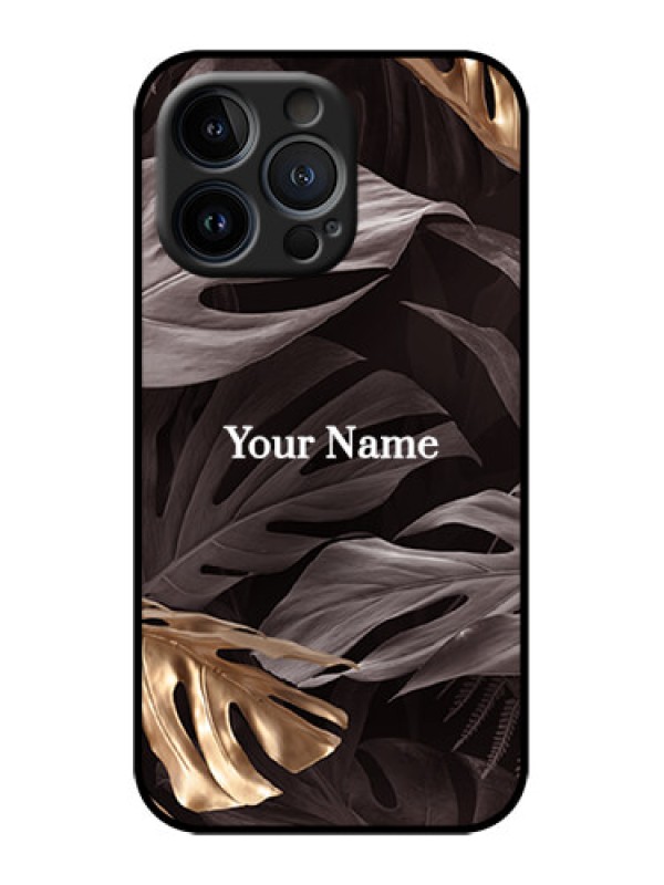 Custom iPhone 13 Pro Custom Metal Phone Case - Wild Leaves Digital Paint Design