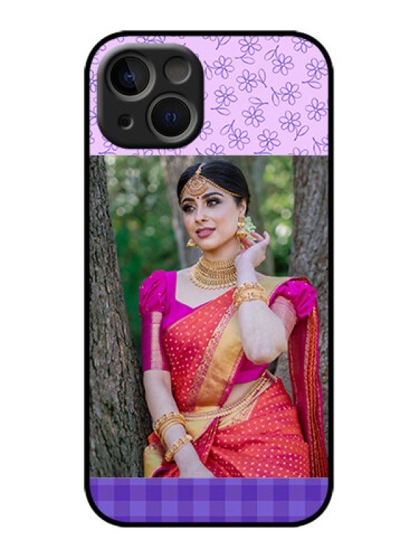 Custom iPhone 13 Custom Metal Phone Case - Purple Floral Design