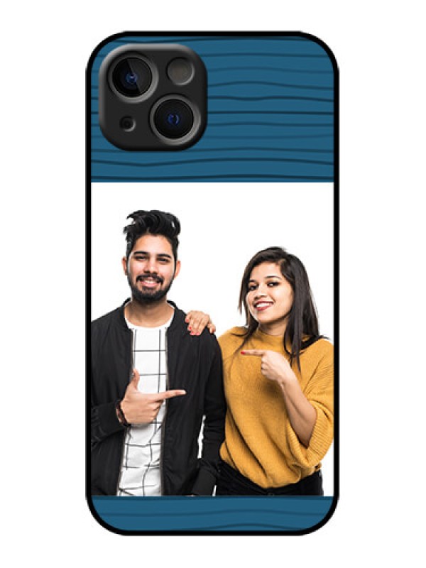 Custom iPhone 13 Custom Metal Phone Case - Blue Pattern Cover Design