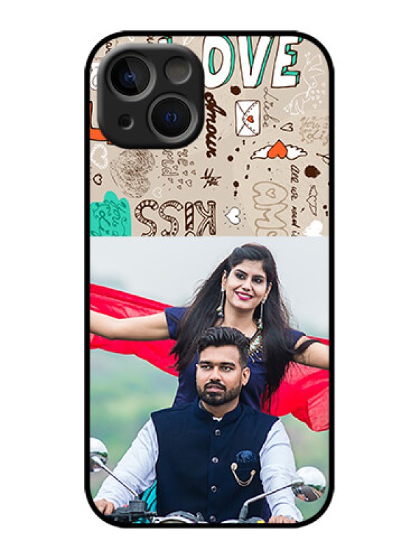 Custom iPhone 13 Custom Metal Phone Case - Love Doodle Pattern