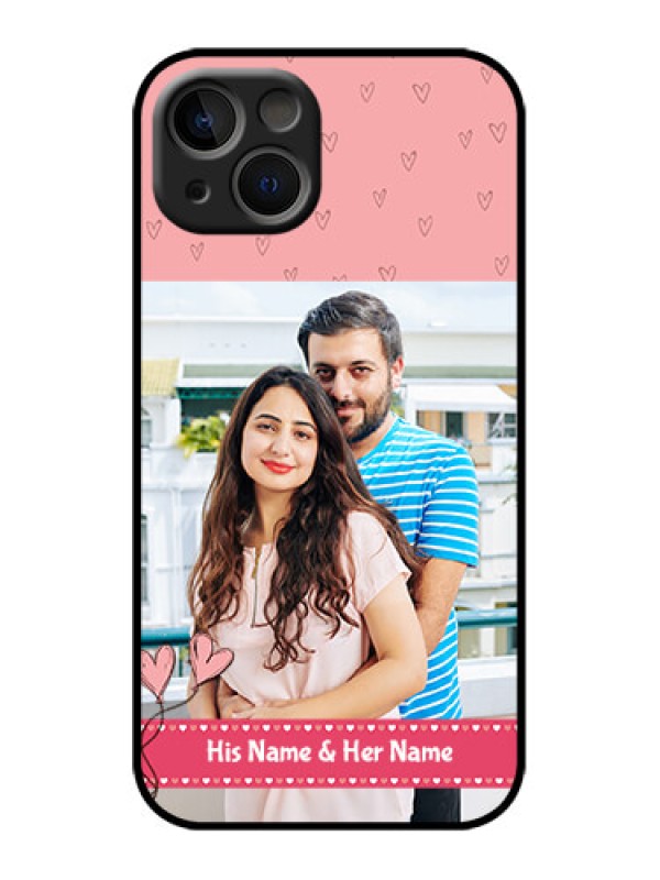 Custom iPhone 13 Custom Metal Phone Case - Love Design Peach Color