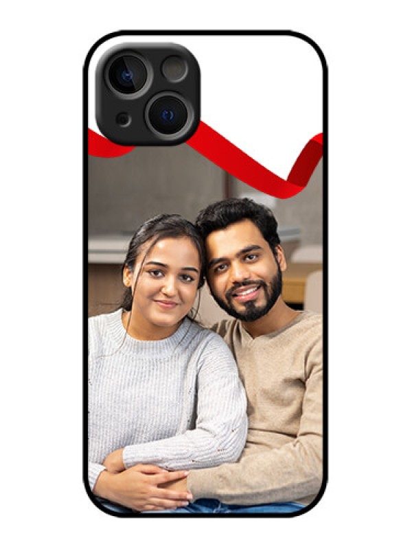 Custom iPhone 13 Custom Metal Phone Case - Red Ribbon Frame Design