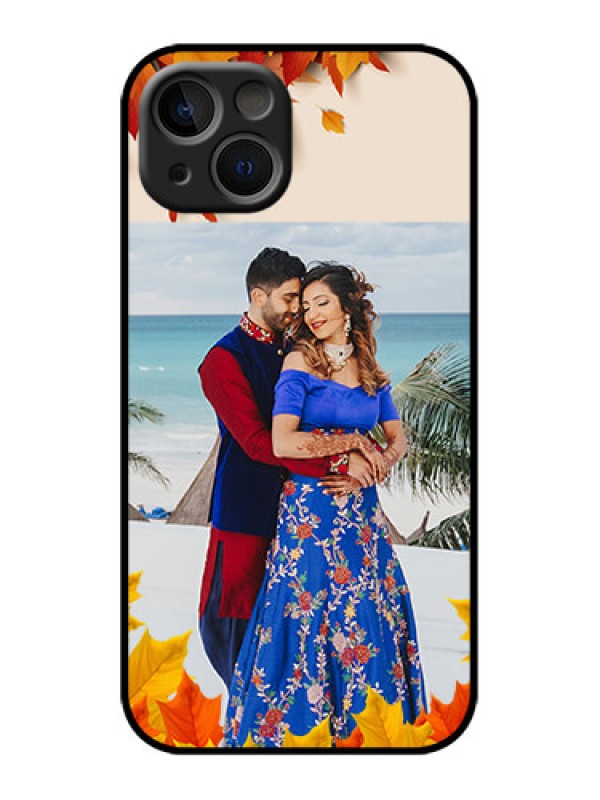 Custom iPhone 13 Custom Metal Phone Case - Autumn Maple Leaves Design