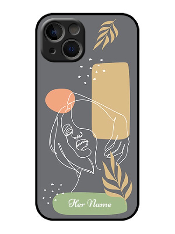 Custom iPhone 13 Custom Metal Phone Case - Gazing Woman Line Art Design