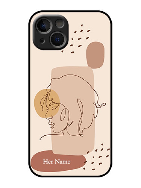 Custom iPhone 13 Custom Metal Phone Case - Calm Woman Line Art Design