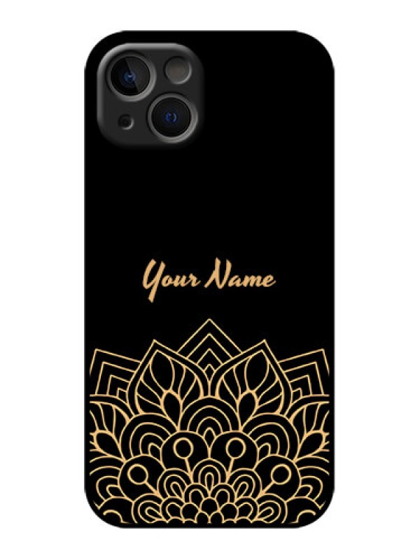 Custom iPhone 13 Custom Metal Phone Case - Golden Mandala Design