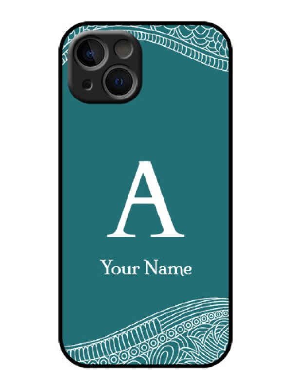 Custom iPhone 13 Custom Metal Phone Case - Line Art Pattern With Custom Name Design