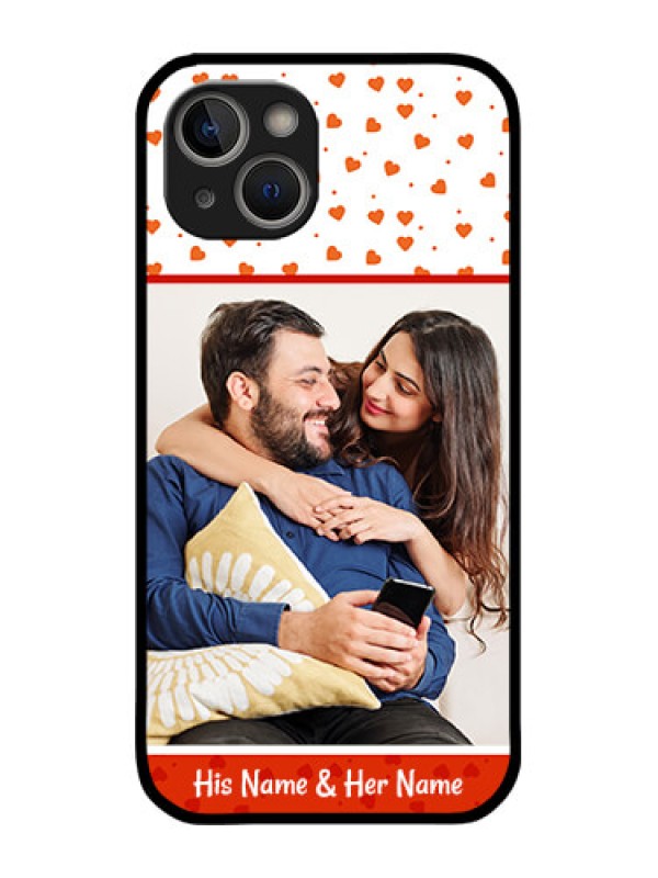 Custom iPhone 14 Plus Custom Metal Phone Case - Orange Love Symbol Design