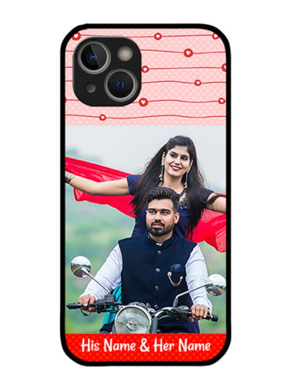 Custom iPhone 14 Plus Custom Metal Phone Case - Red Pattern Case Design