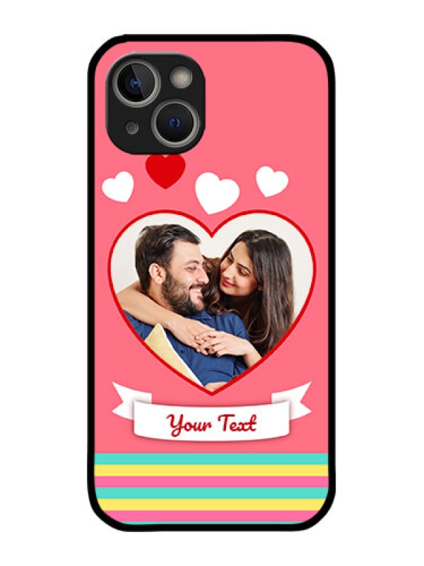 Custom iPhone 14 Plus Custom Metal Phone Case - Love Shapes Doodle Design