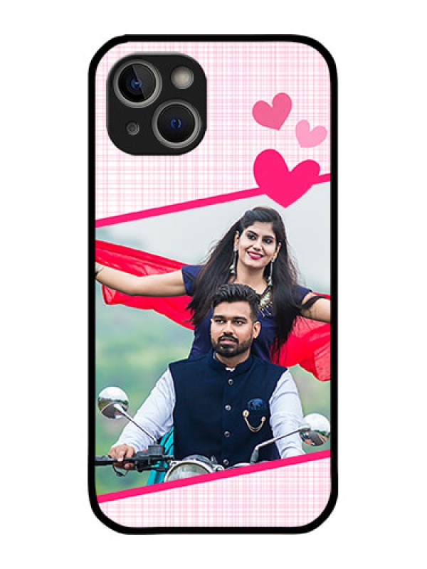 Custom iPhone 14 Plus Custom Metal Phone Case - Love Shape Heart Design