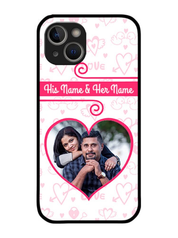 Custom iPhone 14 Plus Custom Metal Phone Case - Heart Shape Love Design