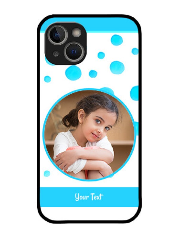 Custom iPhone 14 Plus Custom Metal Phone Case - Blue Bubbles Pattern Design