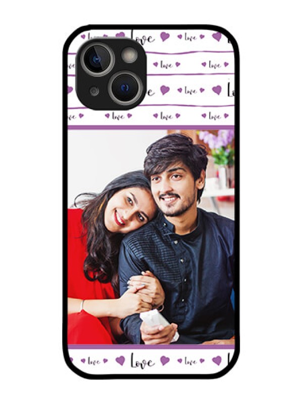 Custom iPhone 14 Plus Custom Metal Phone Case - Couples Heart Design